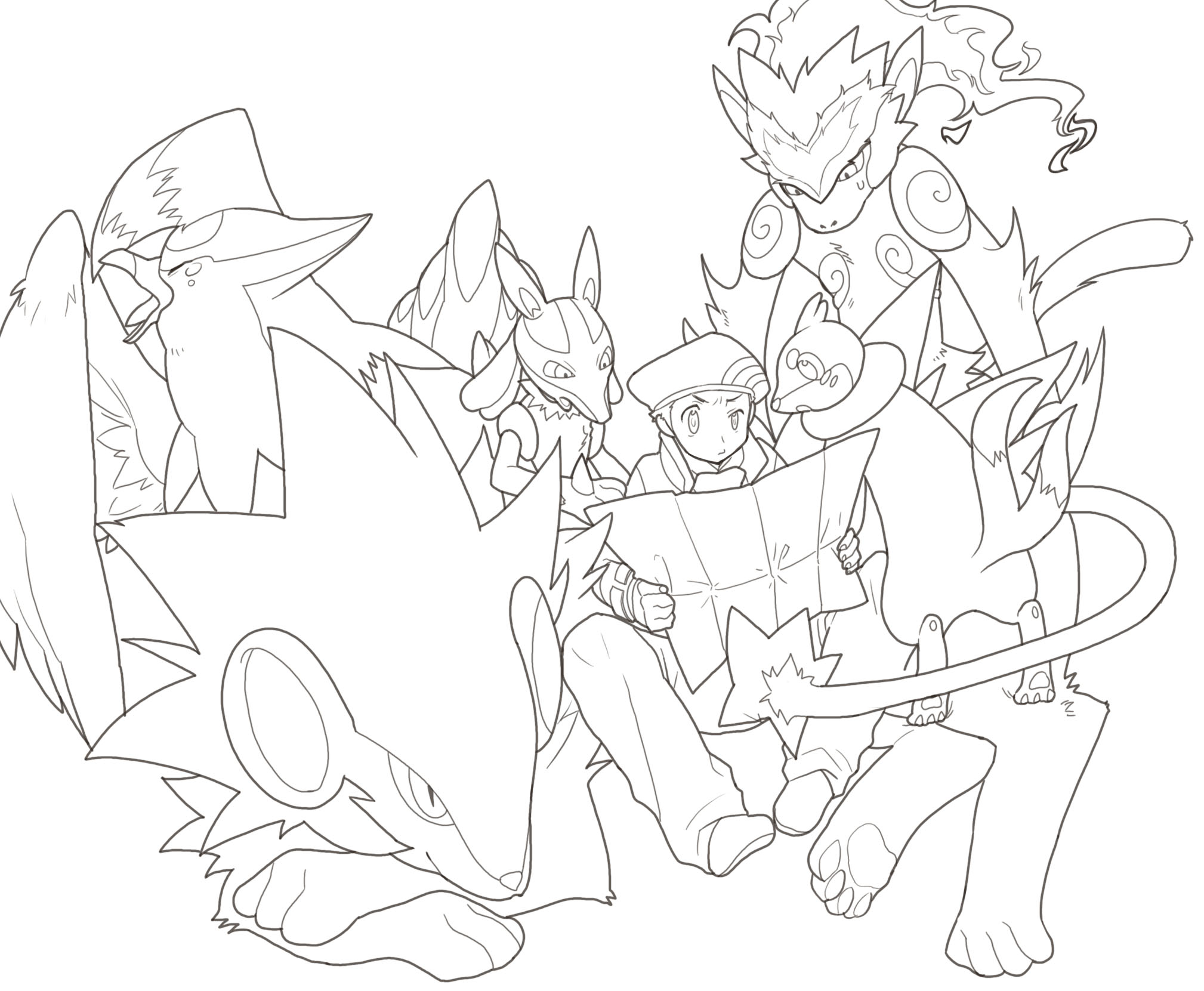 Lucario Lucas Luxray Infernape Diamond And 2 More Pokemon And 1 More Drawn By 2go1go Danbooru