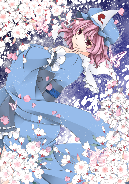 saigyouji yuyuko (touhou) drawn by hinaco