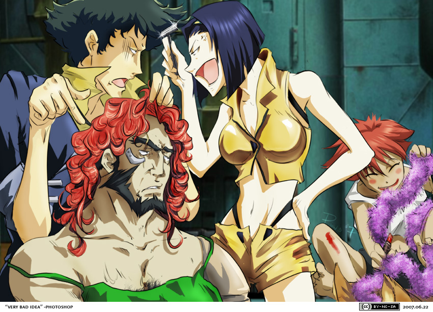 faye valentine, spike spiegel, edward wong hau pepelu tivrusky iv, and jet black (cowboy bebop)
