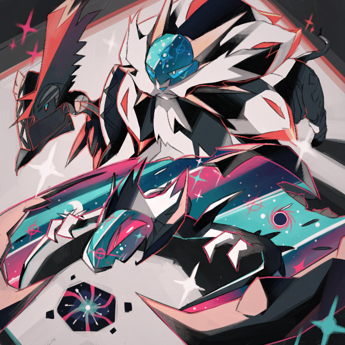 lunala, solgaleo, and tapu koko (pokemon) drawn by dreishzu
