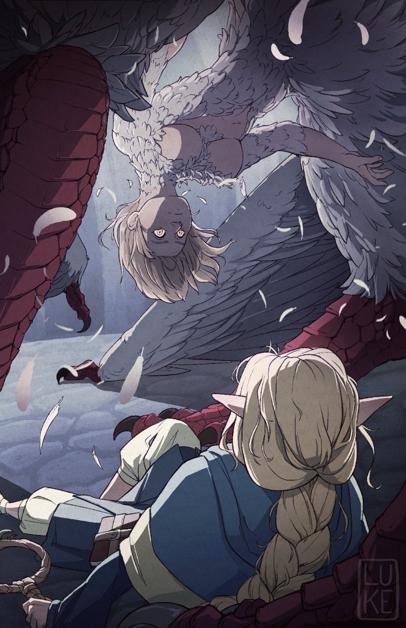 marcille donato and falin touden (dungeon meshi) drawn by lukellios
