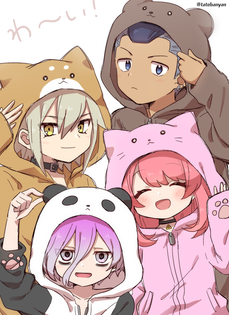 miharu, satoshi, hebiyama chiaki, and kenji (youkai watch and 1 more) drawn by tabana