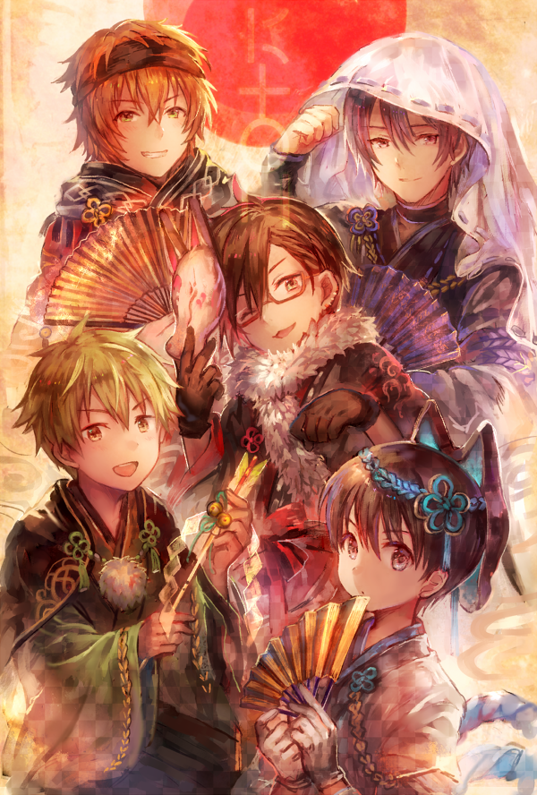 iseya shiki, wakazato haruna, akiyama hayato, fuyumi jun, and sakaki natsuki (idolmaster and 1 more) drawn by shigaraki_(strobe_blue)