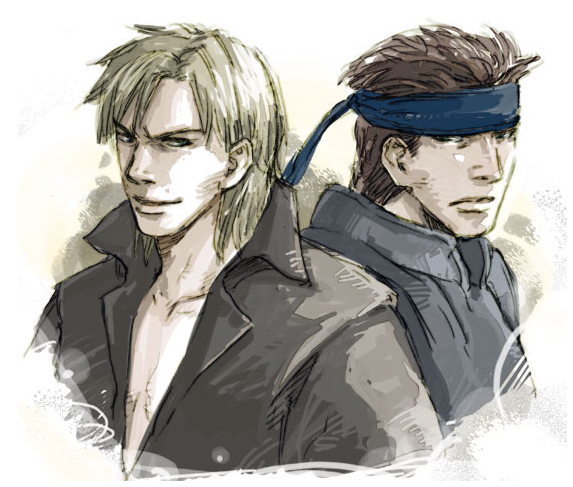 solid snake and liquid snake (metal gear) drawn by hal_akane