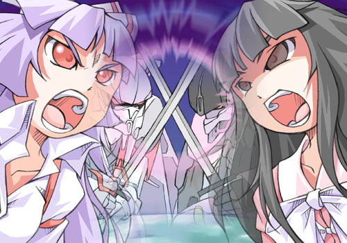 fujiwara no mokou and houraisan kaguya (touhou) drawn by nyagakiya