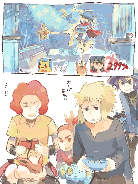 pikachu, lucario, ike, flareon, shinx, and 6 more (pokemon and 4 more) drawn by kawa_sumi