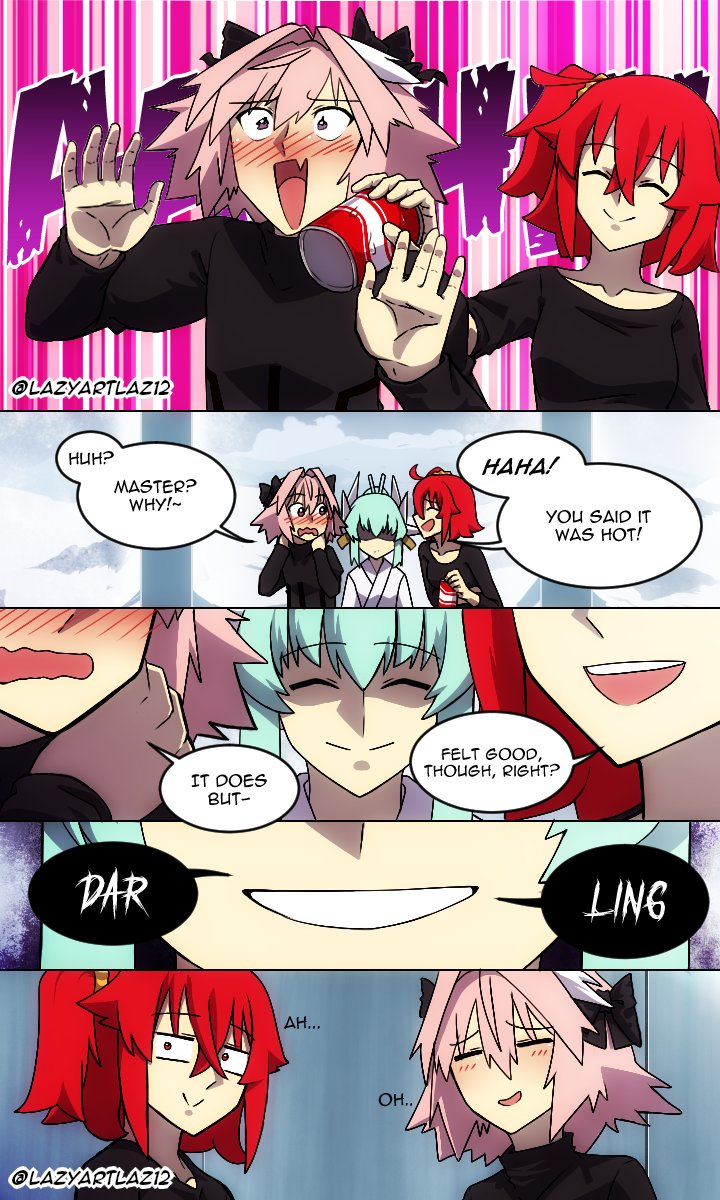fujimaru ritsuka, astolfo, and kiyohime (fate and 1 more) drawn by lazyartlazy12 and tyrnickleback