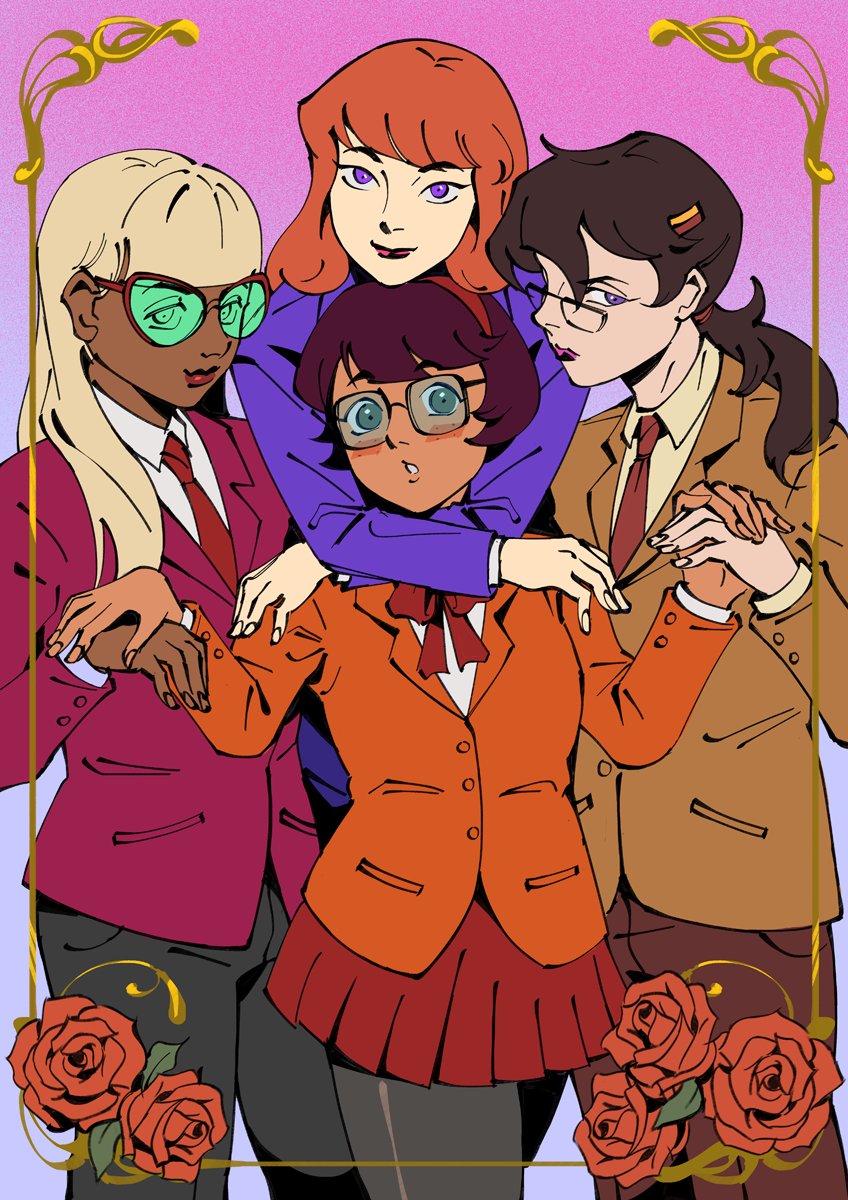 velma dinkley, daphne blake, coco diablo, and marcie fleach (scooby-doo and 3 more) drawn by officeanomaly