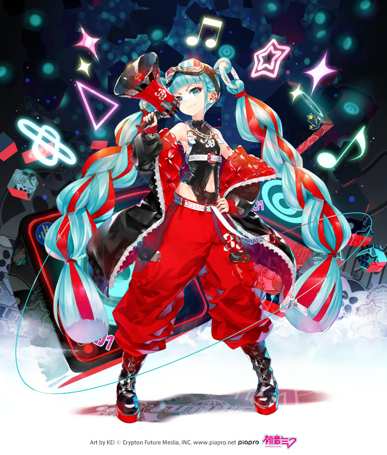 hatsune miku and magical mirai miku (vocaloid and 1 more) drawn by kei_(keigarou)