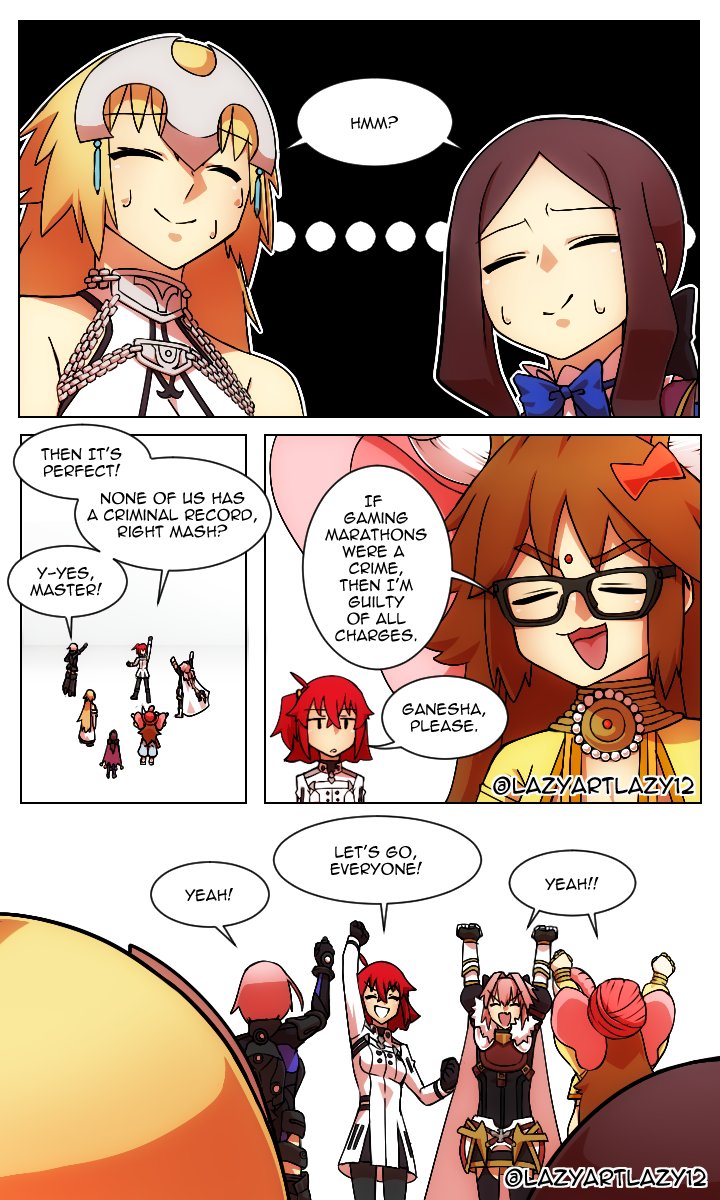 mash kyrielight, fujimaru ritsuka, jeanne d'arc, astolfo, leonardo da vinci, and 1 more (fate and 1 more) drawn by lazyartlazy12 and tyrnickleback
