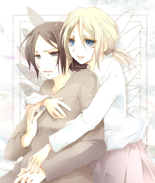 krista lenz and ymir (shingeki no kyojin) drawn by toono_(10no_ma)
