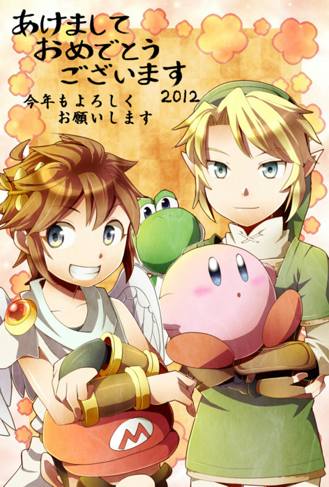 link, kirby, mario, pit, and yoshi (the legend of zelda and 5 more) drawn by azumi_(tks-sd)