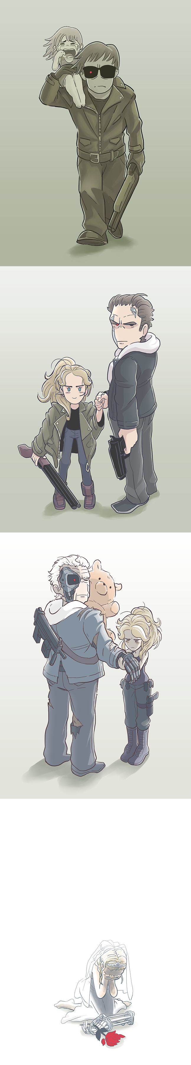 t-800, arnold schwarzenegger, and sarah connor (terminator and 2 more) drawn by gashi-gashi