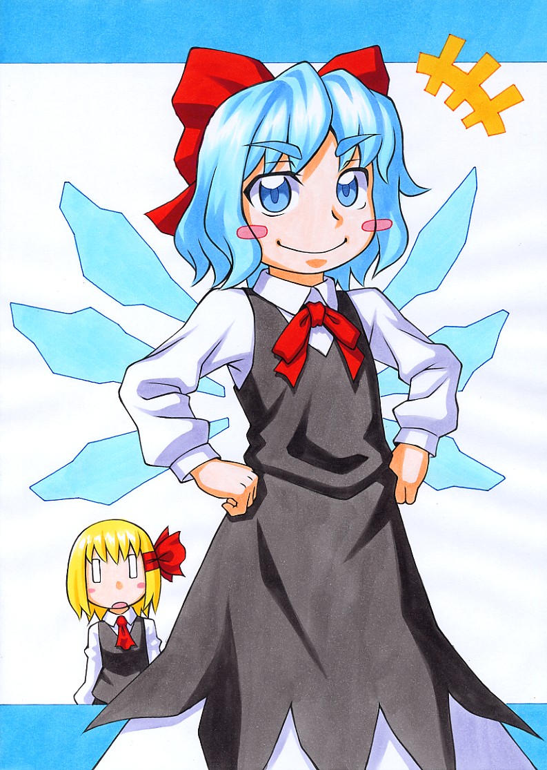 cirno and rumia (touhou) drawn by kawachi_koorogi