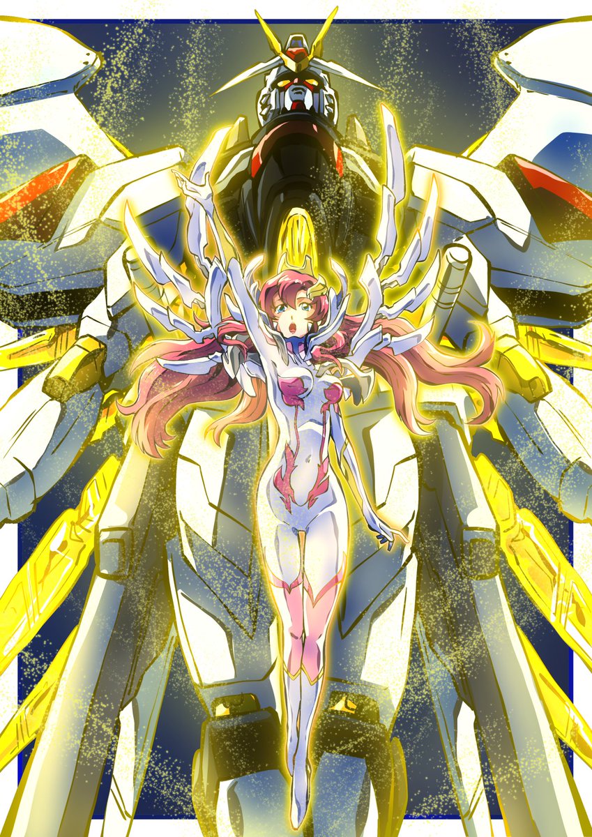 lacus clyne and mighty strike freedom gundam (gundam and 2 more) drawn by taiga_hiroyuki
