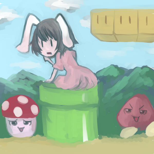 inaba tewi and goomba (touhou and 2 more)