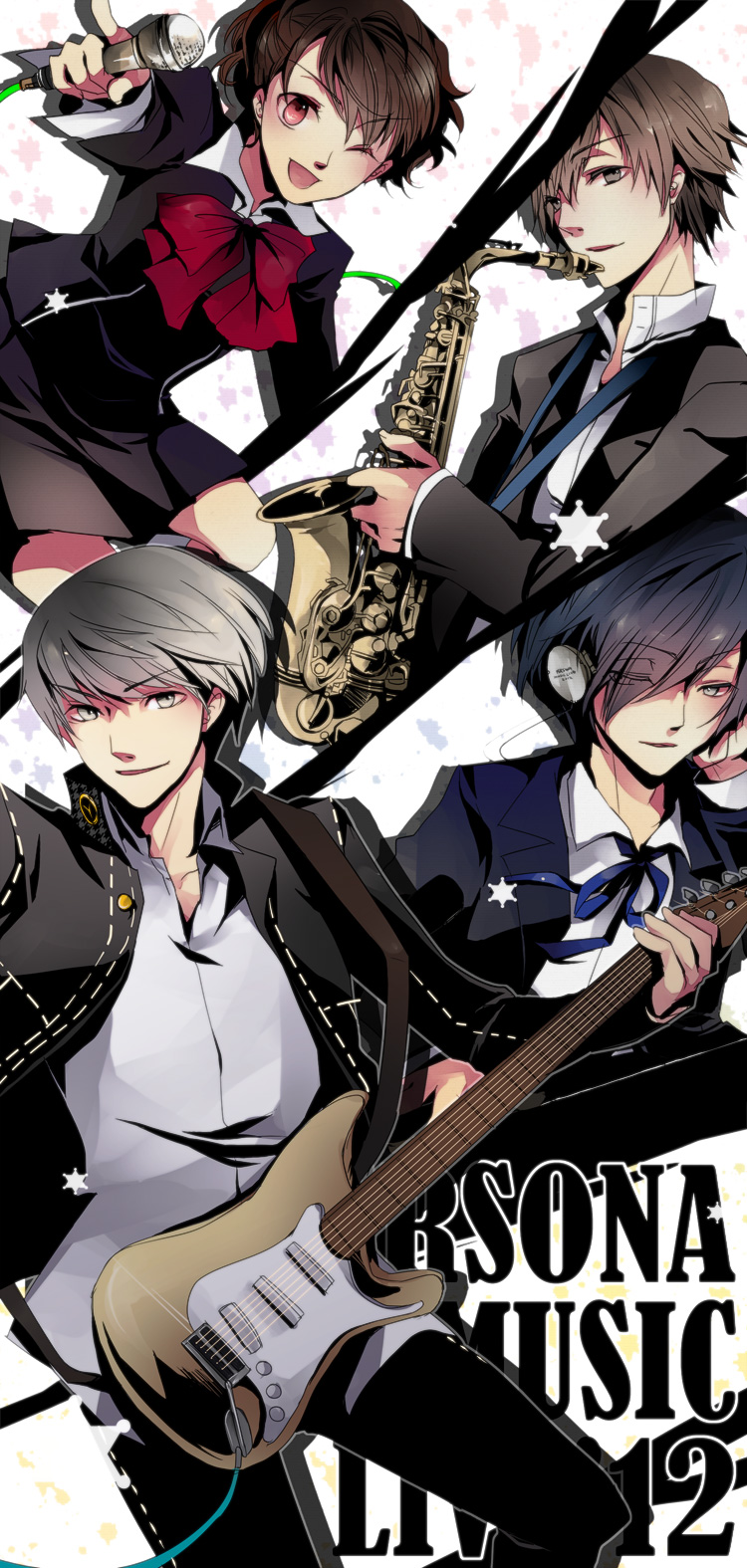 narukami yu, yuuki makoto, shiomi kotone, and kanzato shin (persona and 4 more) drawn by jikei