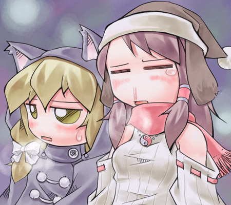 hakurei reimu and kirisame marisa (touhou) drawn by nyagakiya