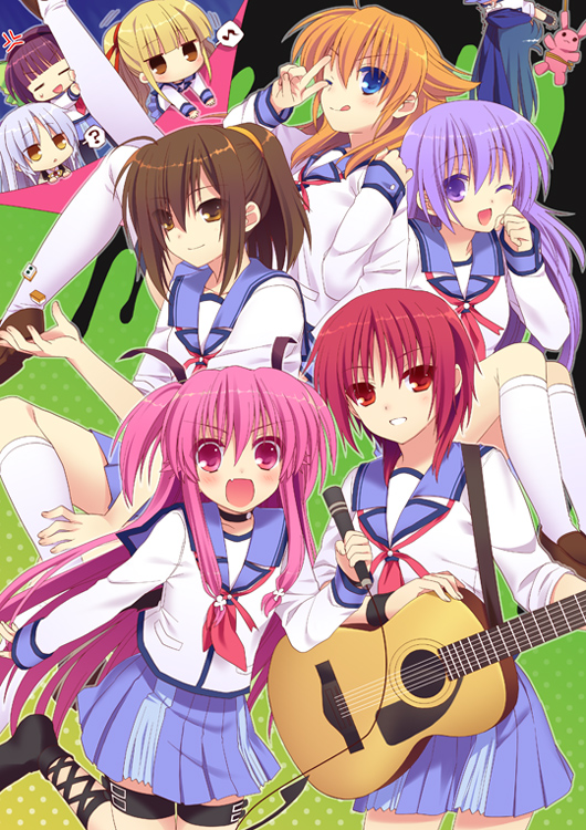 tachibana kanade, nakamura yuri, yui, iwasawa masami, yusa, and 4 more (angel beats!) drawn by fuyuichi
