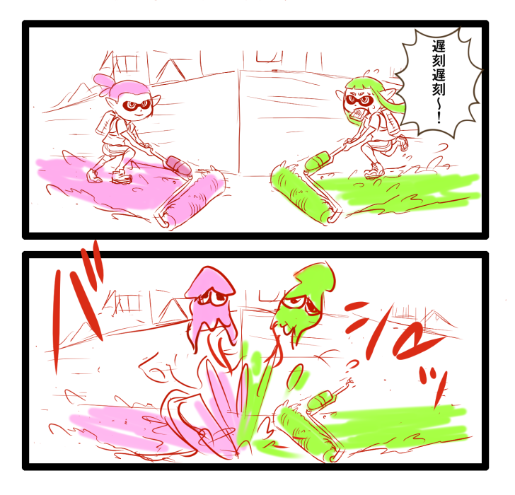 inkling player character, inkling girl, and inkling boy (splatoon and 1 more) drawn by kosatsune