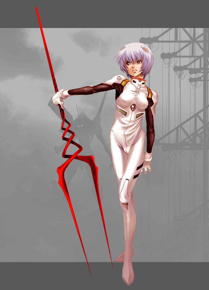 ayanami rei and eva 01 (neon genesis evangelion) drawn by udai