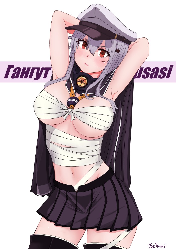 musashi, gangut, and musashi kai (kantai collection) drawn by jouzaburou_(joe3)