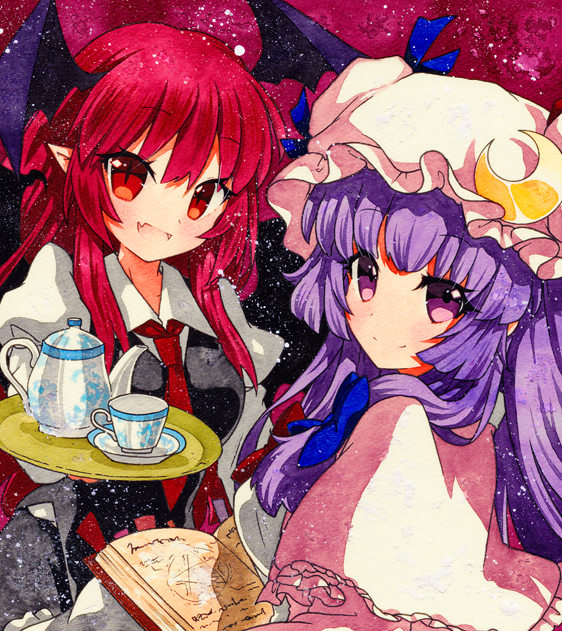 patchouli knowledge and koakuma (touhou) drawn by rinka_(qqqrinkappp)