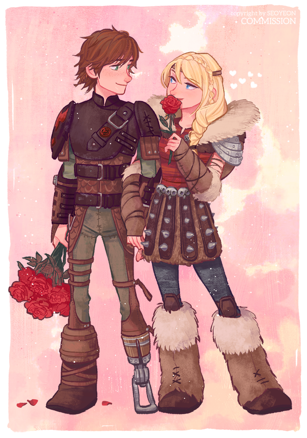 astrid hofferson and hiccup horrendous haddock iii (how to train your dragon and 1 more) drawn by seoyeon