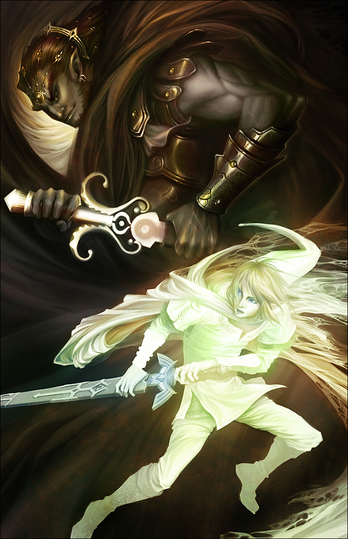 link and ganondorf (the legend of zelda) drawn by lone-momo