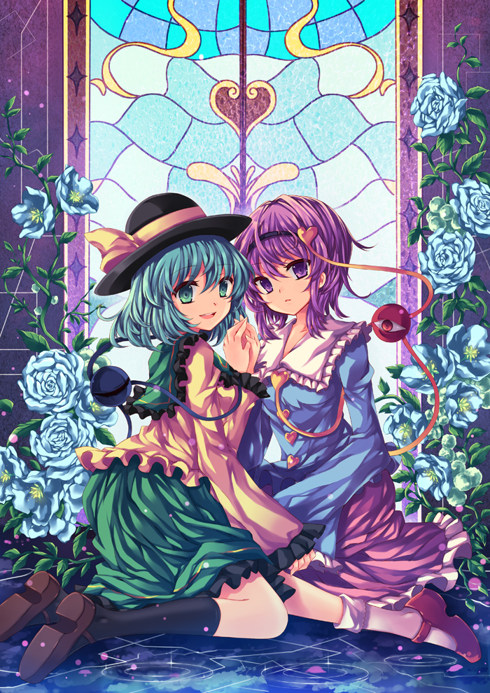 komeiji koishi and komeiji satori (touhou) drawn by peach88