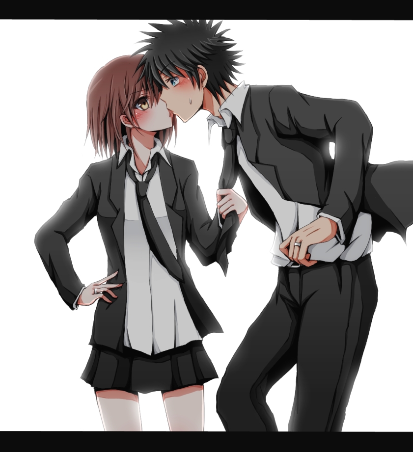 misaka mikoto and kamijou touma (toaru majutsu no index and 1 more) drawn by hiro_(hirohiro31)
