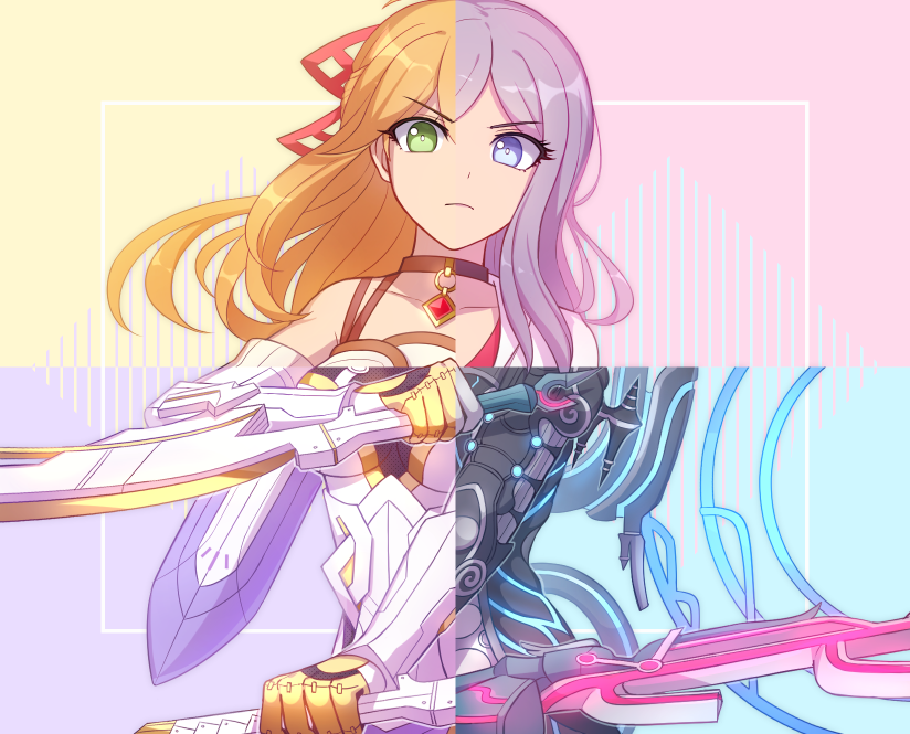 fiora, mecha-fiora, galea, and meyneth (xenoblade chronicles and 1 more) drawn by enni