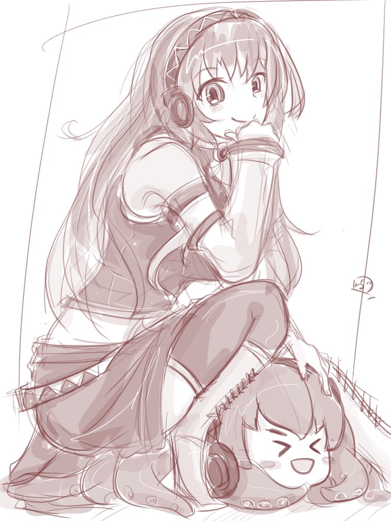 megurine luka and takoluka (vocaloid) drawn by vorusan_(volver39)