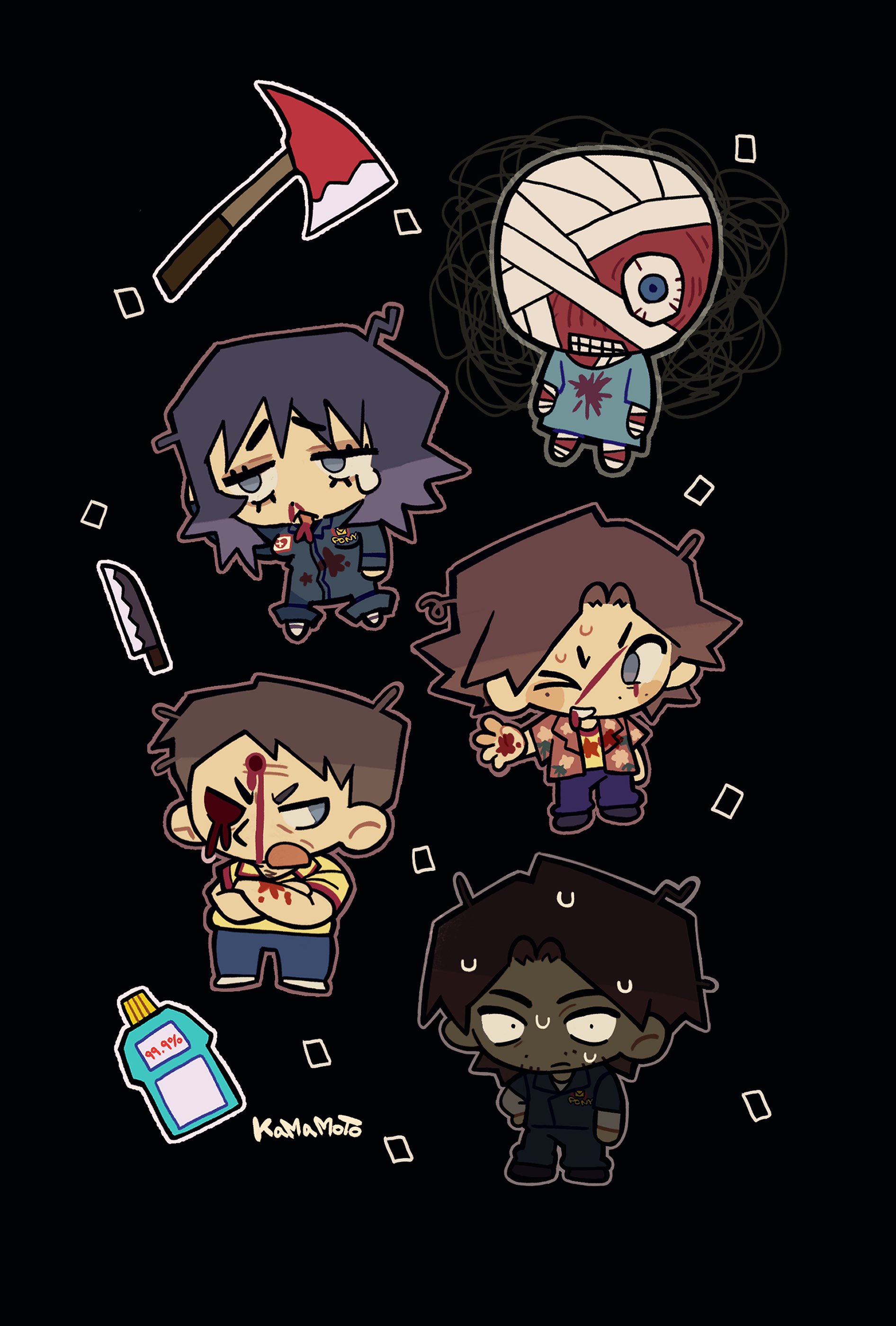 anya, curly, daisuke, swansea, and jimmy (mouthwashing) drawn by