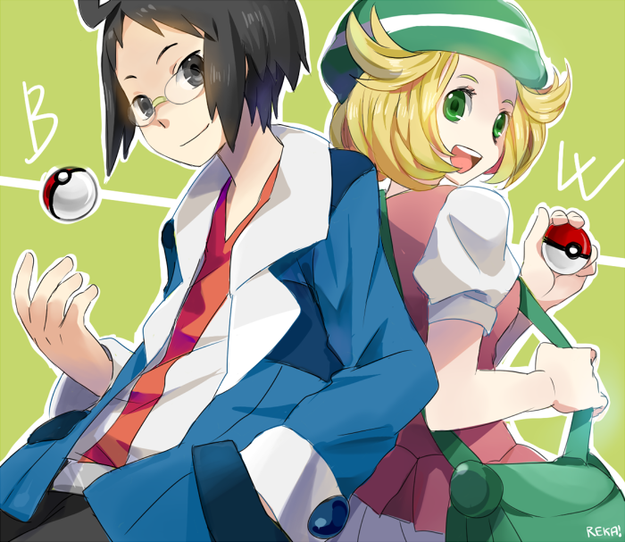 bianca and cheren (pokemon and 1 more) drawn by reka