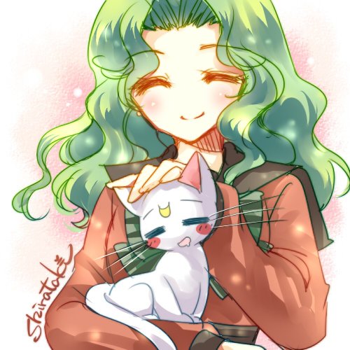kaiou michiru and artemis (bishoujo senshi sailor moon and 1 more) drawn by shirataki_kaiseki