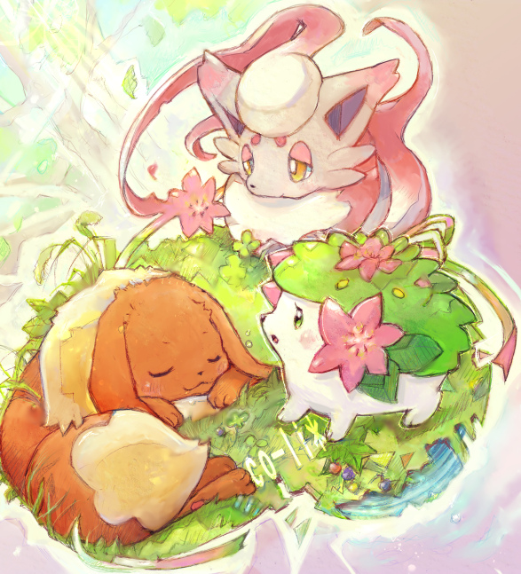 eevee, shaymin, and hisuian zorua (pokemon) drawn by co-li_star