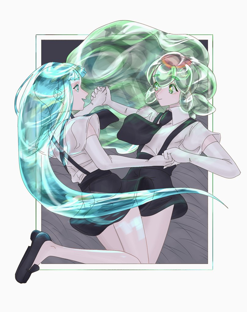 watermelon tourmaline and hemimorphite (houseki no kuni) drawn by jtmpadn