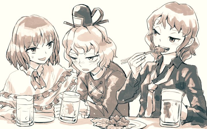 nagae iku, soga no tojiko, and horikawa raiko (touhou) drawn by meimaru_inuchiyo