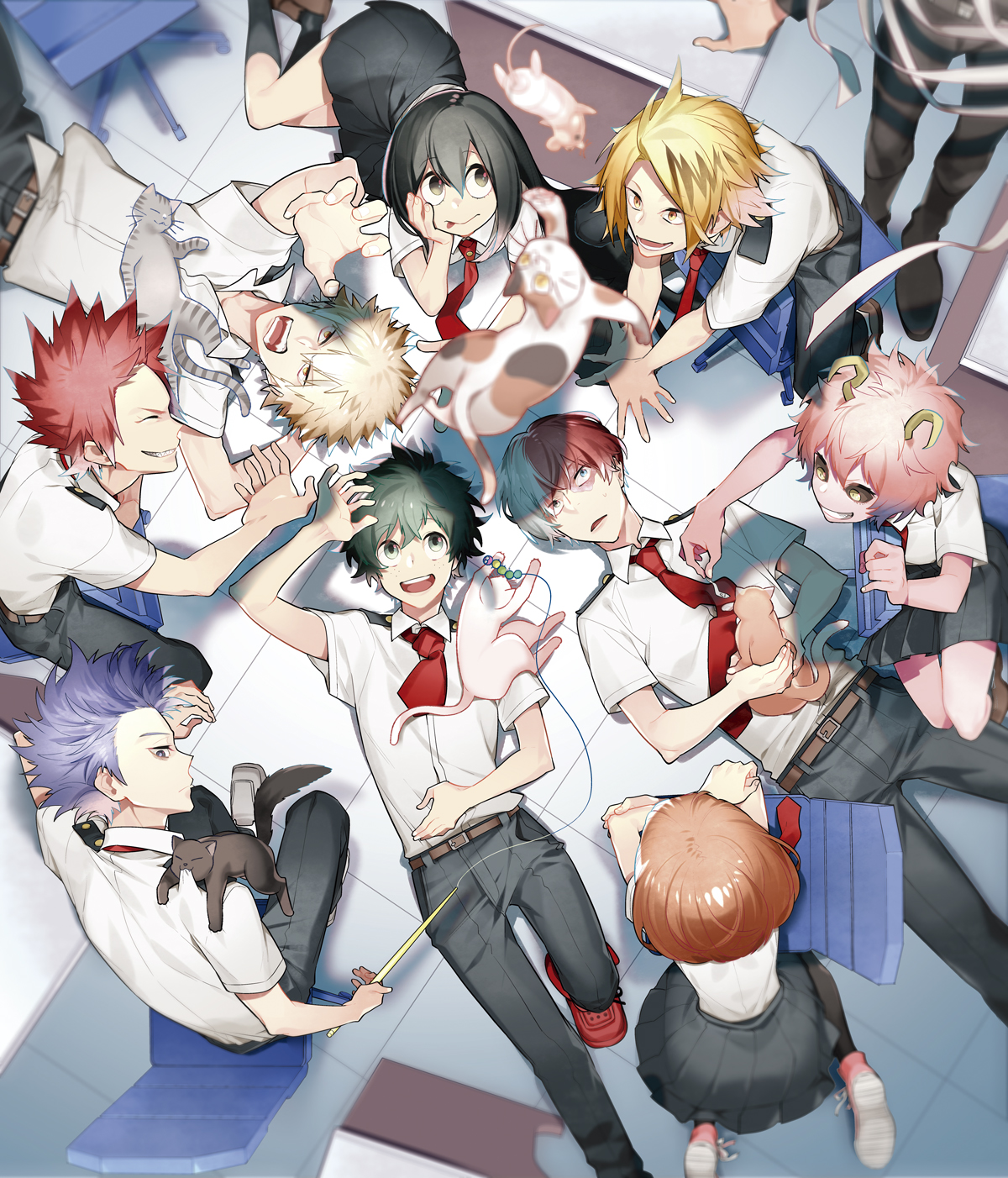 Uraraka Ochako Asui Tsuyu Midoriya Izuku Bakugou Katsuki Ashido Mina And 5 More Boku No Hero Academia Drawn By Mooh Danbooru
