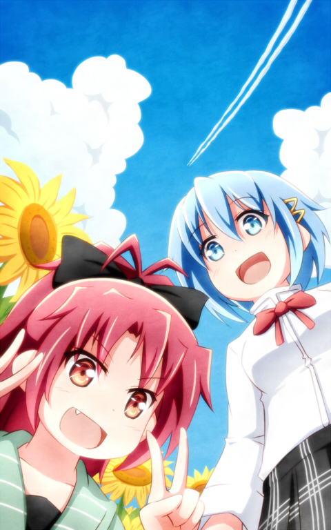 miki sayaka and sakura kyoko (mahou shoujo madoka magica) drawn by riai_(onsen)