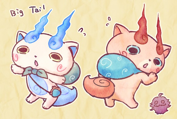 komasan, komajirou, and fusafusan (youkai watch and 1 more) drawn by chill_ykon