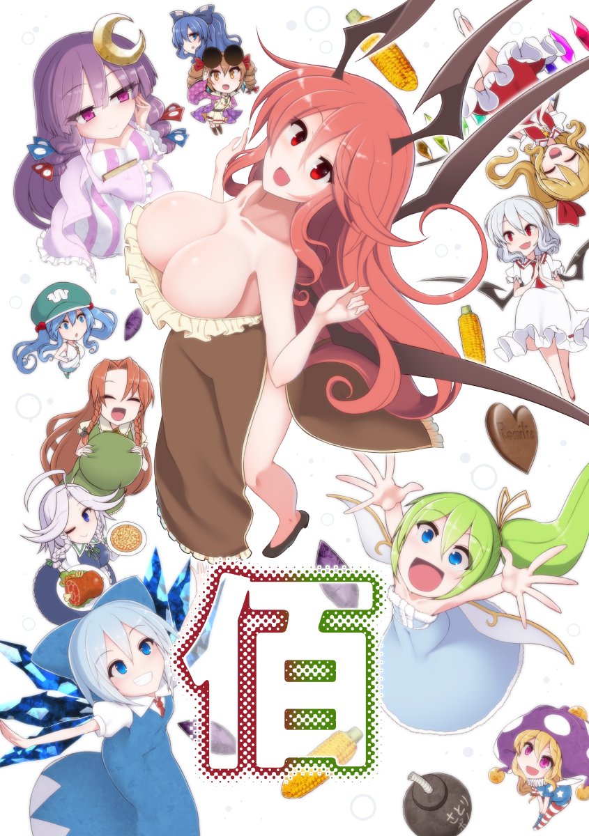 remilia scarlet, flandre scarlet, izayoi sakuya, patchouli knowledge, hong meiling, and 6 more (touhou and 1 more) drawn by kuresento