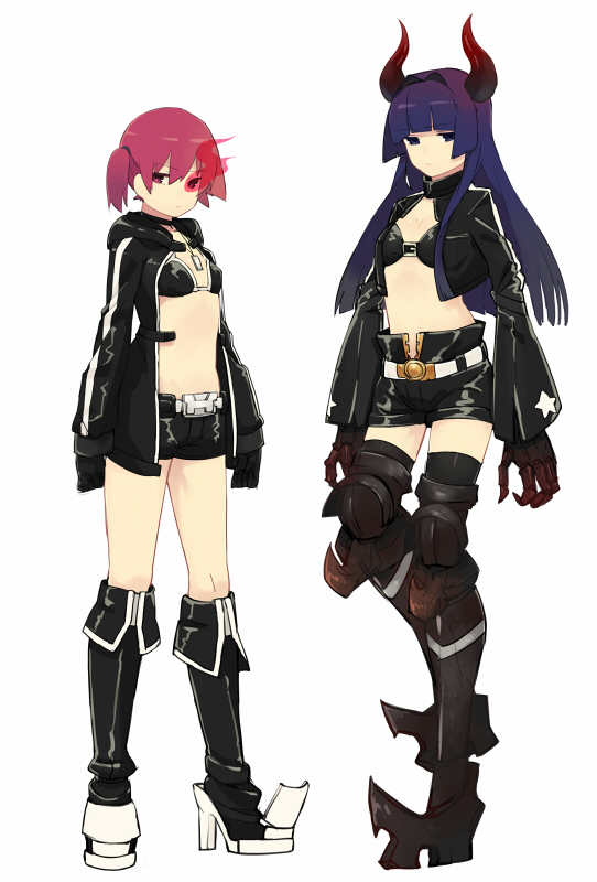 black rock shooter, miyanaga teru, black gold saw, and hirose sumire (saki and 2 more) drawn by yomosaka