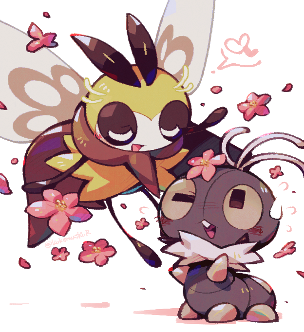 ribombee and scatterbug (pokemon) drawn by kokemushi_(kuru_fox)
