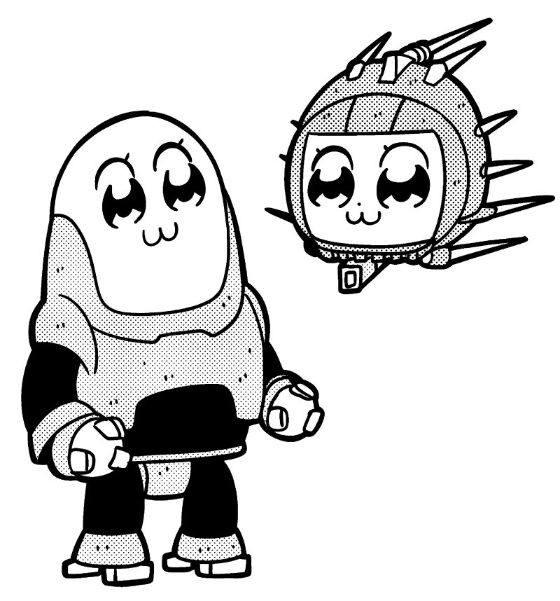 popuko, pipimi, eyebot, and protectron (poptepipic and 1 more) drawn by bkub