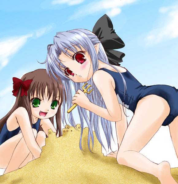 len and arima miyako (tsukihime and 1 more) drawn by q-gaku