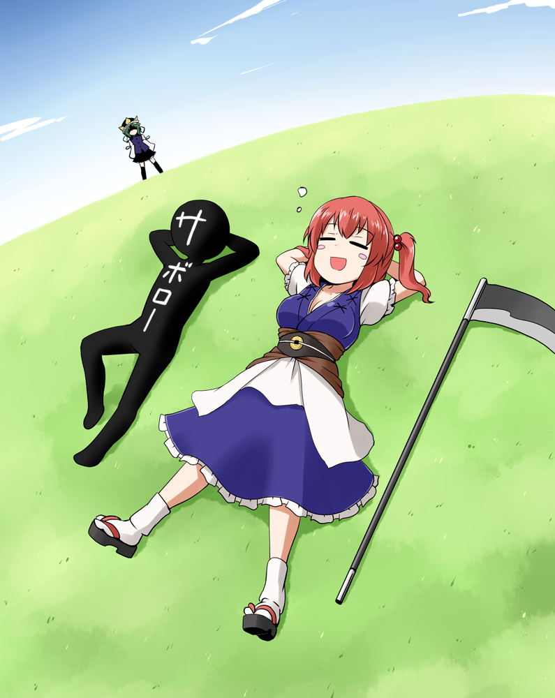 shiki eiki, onozuka komachi, and saborou (touhou and 1 more) drawn by kousei_(public_planet)