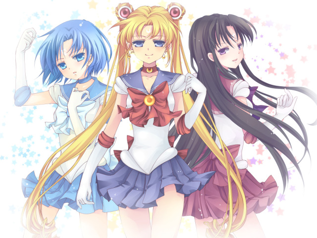 tsukino usagi, sailor moon, mizuno ami, and hino rei (bishoujo senshi sailor moon) drawn by mikazuki_sara