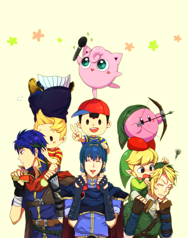 link, kirby, ike, jigglypuff, meta knight, and 4 more (pokemon and 9 more) drawn by azkn